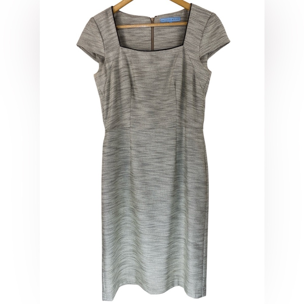 Antonio Melani Women's Sheath Dress Size 4 Square Neck Short Sleeve